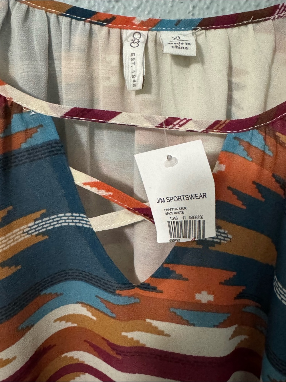 NWT Cato Southwestern Aztec Print Chiffon Blouse XL - Picture 4 of 5